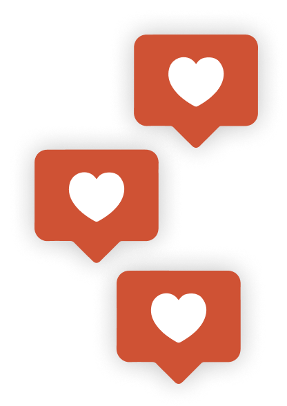 heart icons bubbling up indicating social media likes